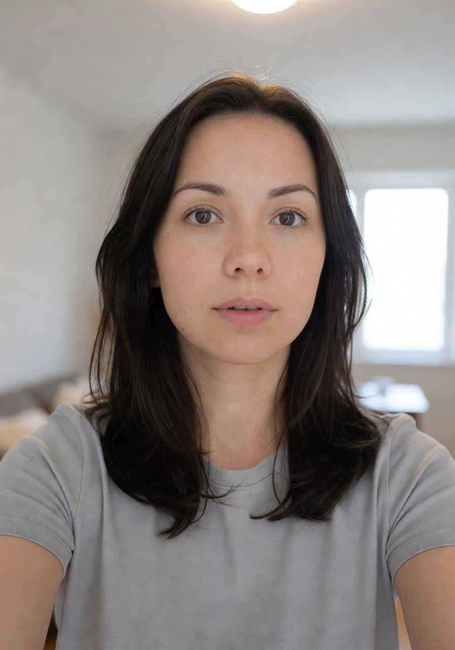 Casual smartphone selfie before AI headshot transformation
