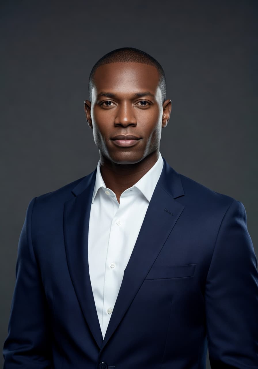 Studio business AI headshot generated with SelfAI
